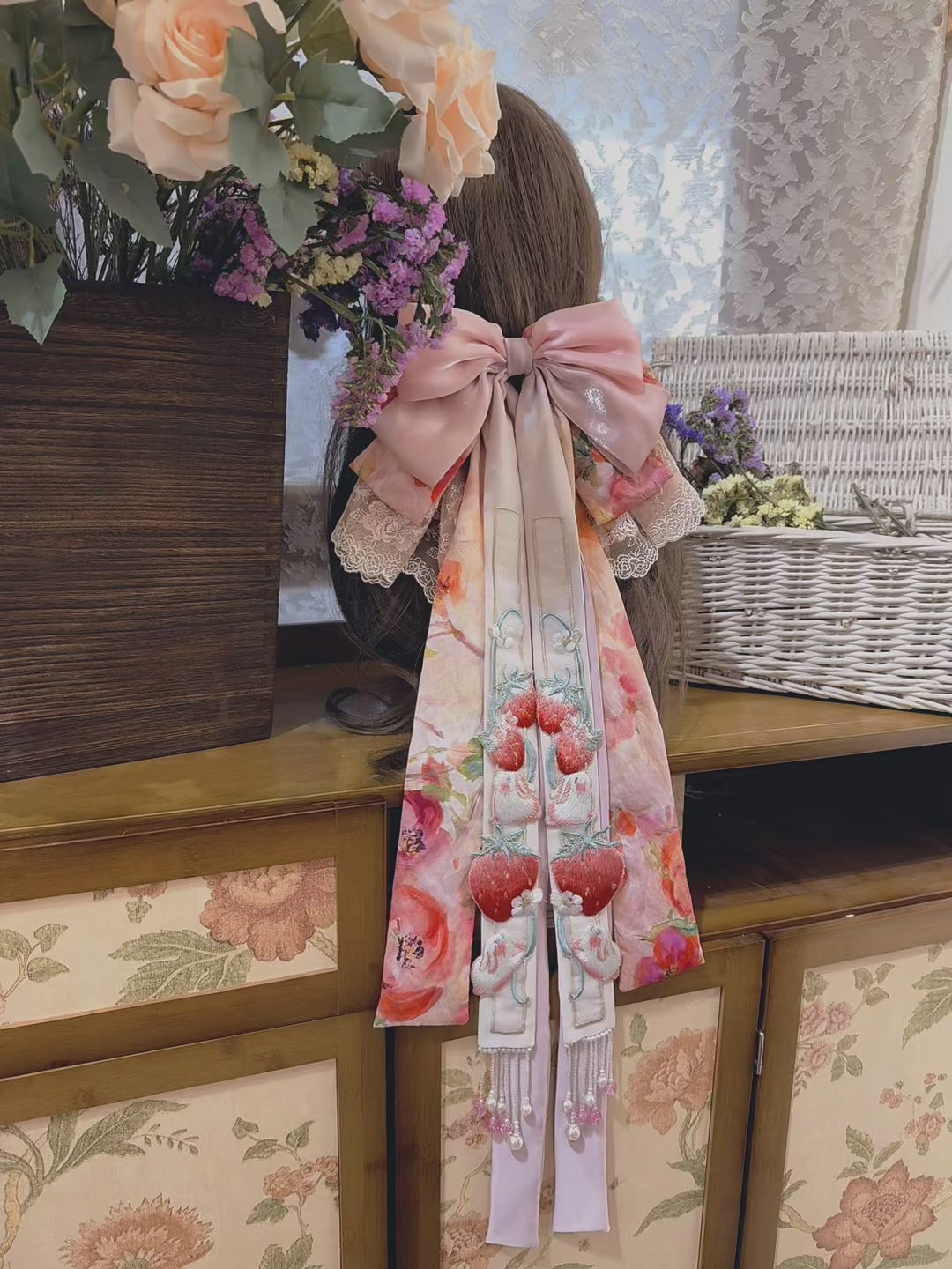 Sweet Rabbit in Bloom New Chinese Bow Hair Clip