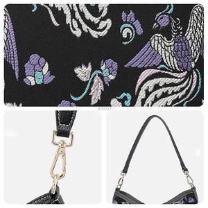Luxury Shu Brocade Shoulder Bag with Classic Phoenix & Peony Motif - SinoCultural -- FJ110635