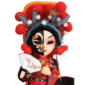 6-Inch Vintage Chinese Dolls - Handcrafted Sichuan Opera Face-Changing Red Art - SinoCultural -- QQ0665