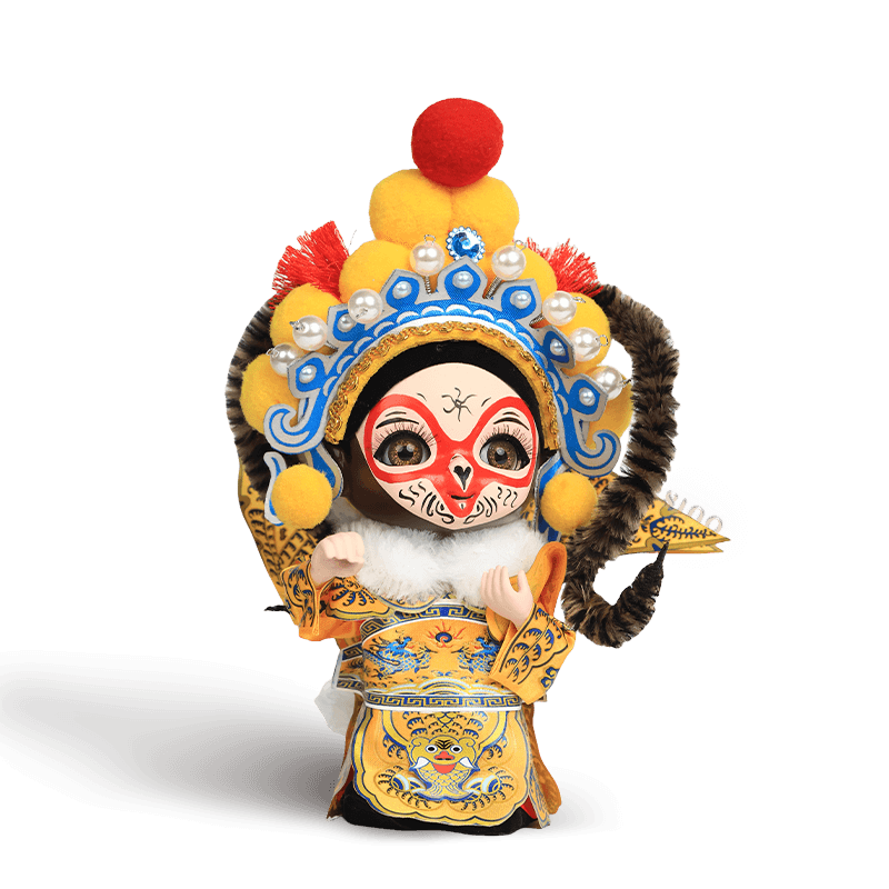 6-Inch Vintage Chinese Dolls - Handmade Peking Opera Wukong Art Collectible - SinoCultural -- QJ0508