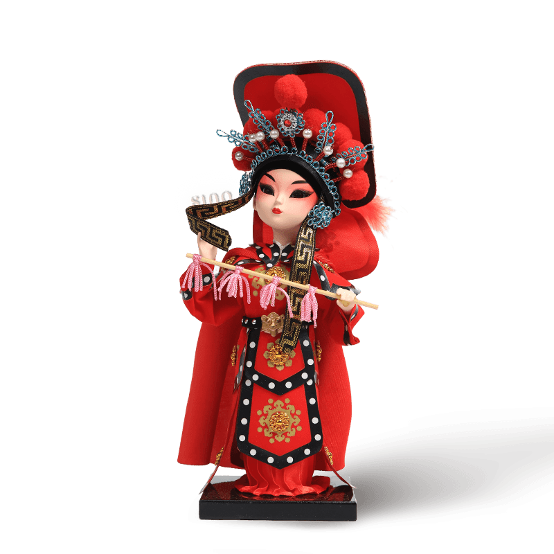 9-Inch Vintage Chinese Dolls - Handmade Peking Opera Mulan Art Collectible - SinoCultural -- NN190801