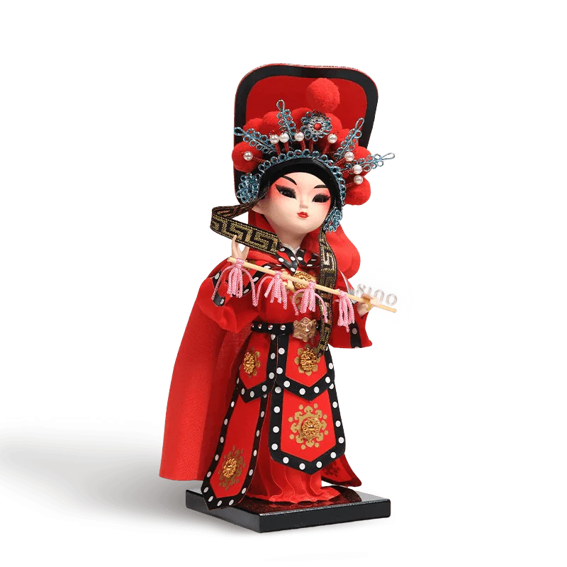 9-Inch Vintage Chinese Dolls - Handmade Peking Opera Mulan Art Collectible - SinoCultural -- NN190801
