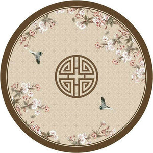 Chinoiserie Spring Floral Round Leather Table Mat Oil-Resistant & Easy to Clean - SinoCultural -- TM023A60
