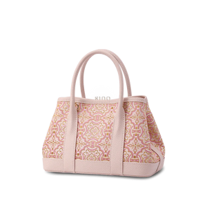 Song Brocade Pink DingSheng Motif Embroidery Leather Crossbody Bag - SinoCultural -- FJ110692