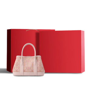 Song Brocade Pink DingSheng Motif Embroidery Leather Crossbody Bag - SinoCultural -- FJ110692