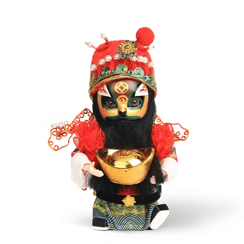 6-Inch Vintage Chinese Dolls - Handcrafted Peking Opera Wen Cai Shen Art Collectible - SinoCultural -- QJ10618