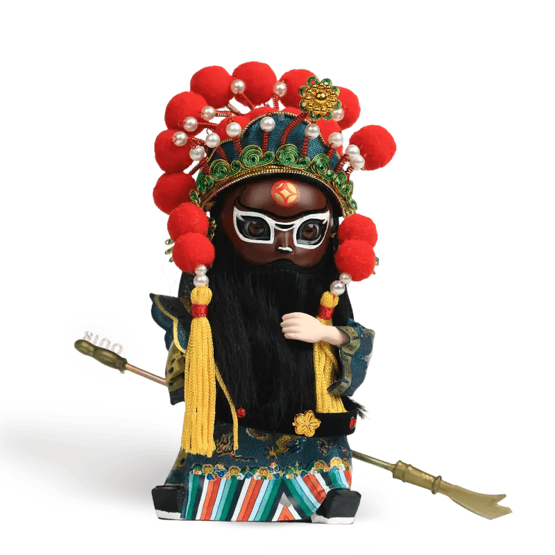 6-Inch Vintage Chinese Dolls - Handcrafted Peking Opera Wu Cai Shen Art Collectible - SinoCultural -- Q10619