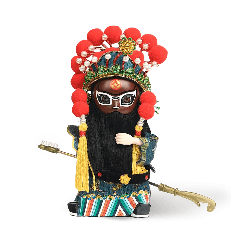 6-Inch Vintage Chinese Dolls - Handcrafted Peking Opera Wu Cai Shen Art Collectible - SinoCultural -- Q10619