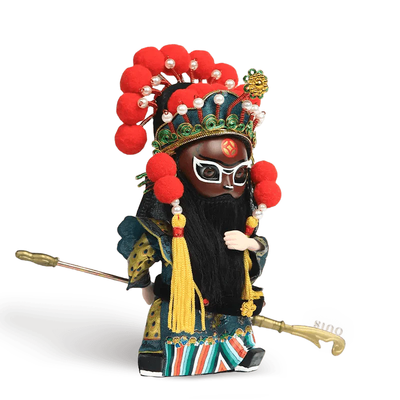 6-Inch Vintage Chinese Dolls - Handcrafted Peking Opera Wu Cai Shen Art Collectible - SinoCultural -- Q10619