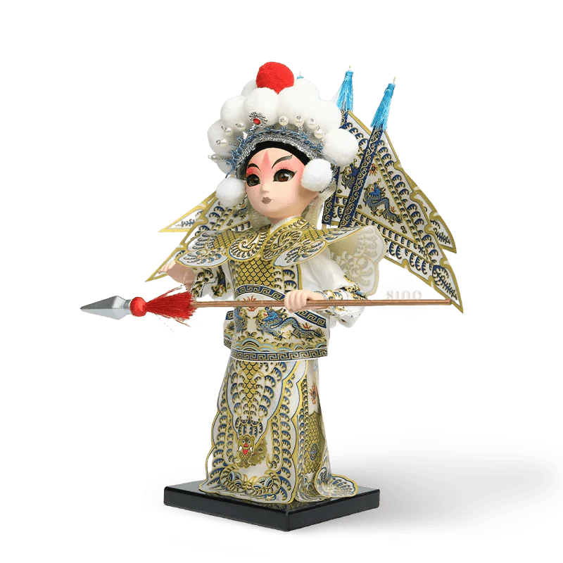 9-Inch Handmade Chinese Doll – Peking Opera Martial Yang Zongbao Collectible - SinoCultural -- XJK0903