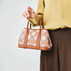 Zhuang Brocade Chrysanthemum Embroidered Leather Luxury Crossbody Bag - SinoCultural -- FJ110692-1