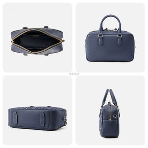 Zhuang Brocade Flying Swallow Motif Embroidered Leather Crossbody Bag - SinoCultural -- FJ110690