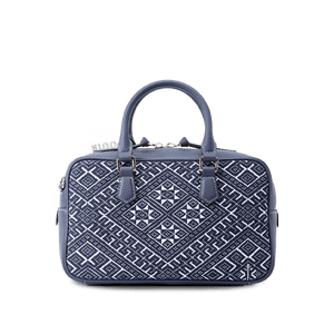 Zhuang Brocade Flying Swallow Motif Embroidered Leather Crossbody Bag - SinoCultural -- FJ110690