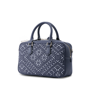 Zhuang Brocade Flying Swallow Motif Embroidered Leather Crossbody Bag - SinoCultural -- FJ110690